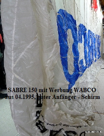 SABRE 150 mit Werbung WABCO
aus 04.1995, guter Anfänger - Schirm